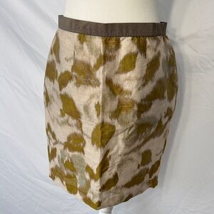 LOFT Green and Cream Patterned Pencil Skirt
